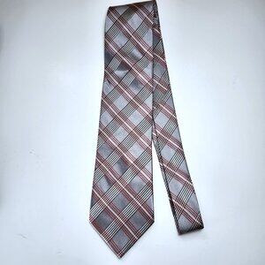Stefano Conti Necktie Men's 100% Silk Tie 100% Italian Silk Tie Grey Red White